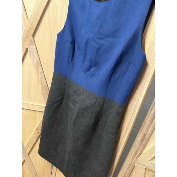 nwt ELIE TAHARI cobalt blue gray soft felt colorblock sleeveless Emory Dress - Picture 9 of 12